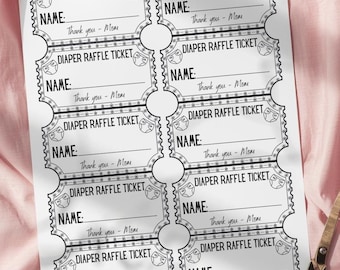 Floral Diaper Raffle Tickets Baby Shower Printable – Transparent PNG