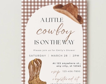 Western Baby Shower Invitation Template: Editable Cowboy Invite (Digital Download)