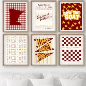 Väggkonstpaket med University of Minnesota Twin Cities | Dekor till studenthemmet UMN Gophers | Posters från Minnesota College (digitala tryck)