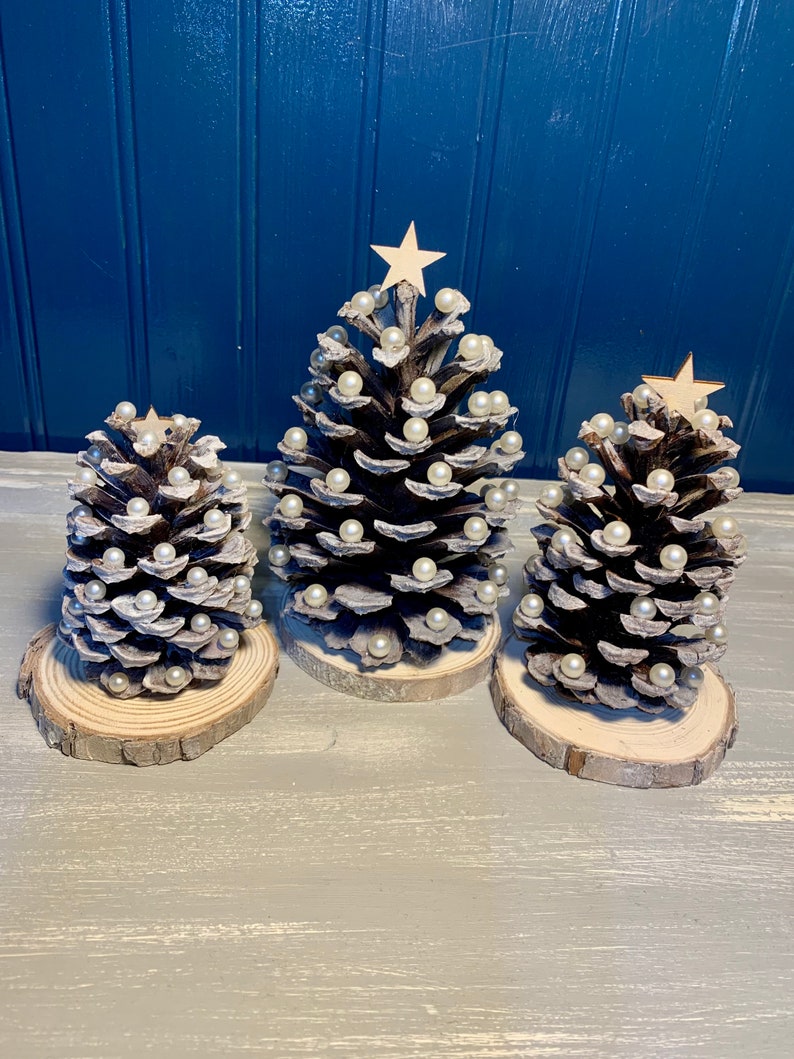 Set of Three Pine Cone Christmas Trees Etsy