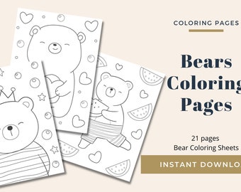Bear Coloring Pages | Etsy