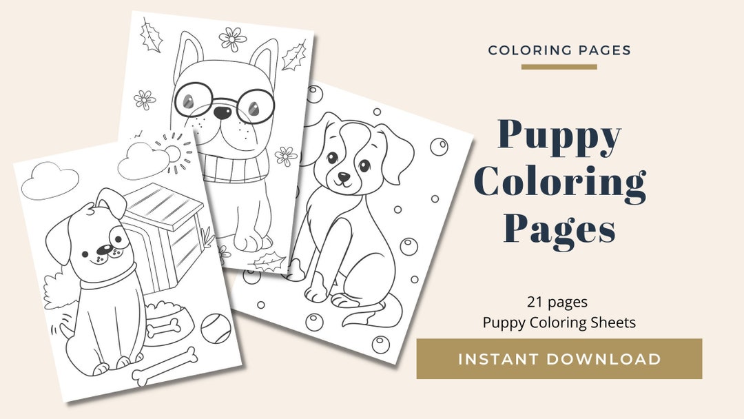 Printable Puppy Coloring Sheets - Etsy