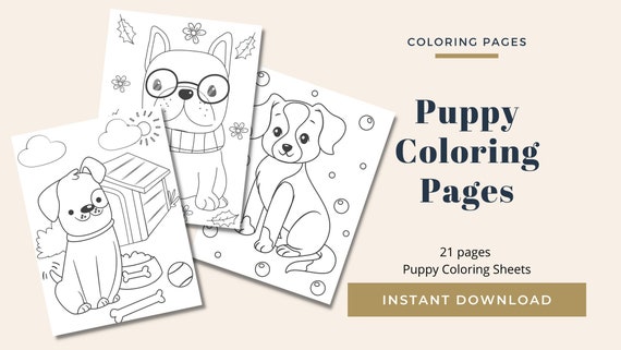 Printable Puppy Coloring Sheets | Etsy