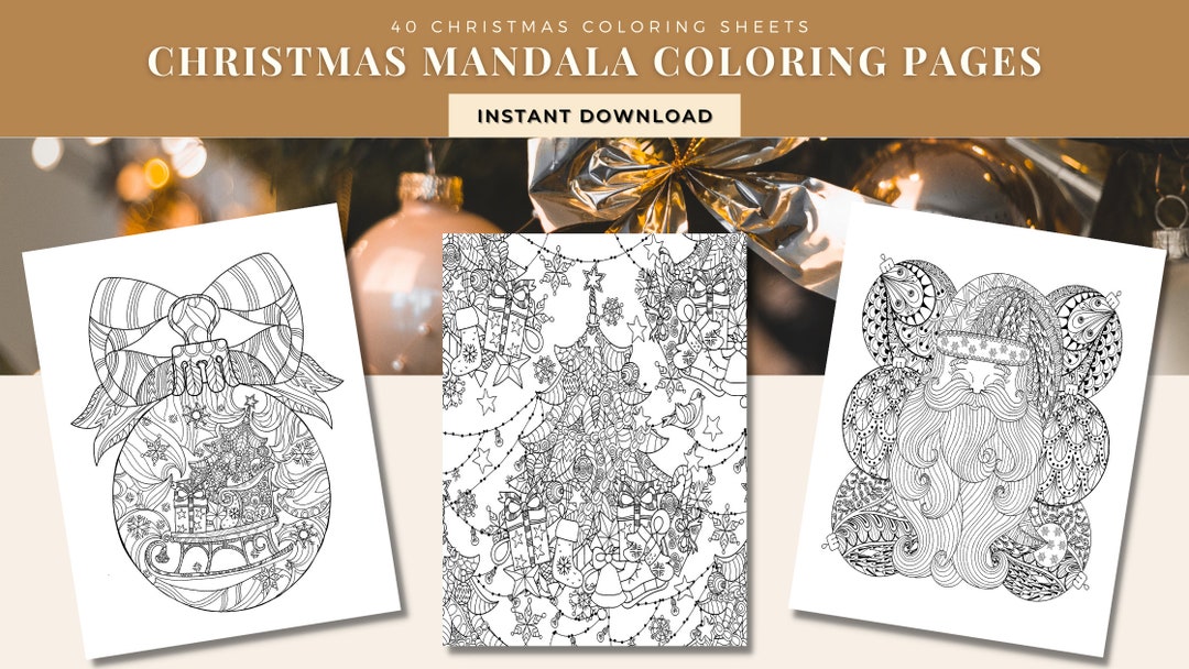 Printable Christmas Mandala Coloring Sheets - Etsy