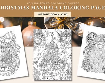 Afdrukbare kerstmandala kleurplaten