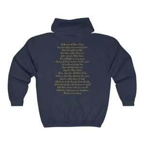 Fighting Irish- Notre Dame- Unisex- Full Zip Hooded Sweatshirt- Zip up hoodie- Custom font style available!