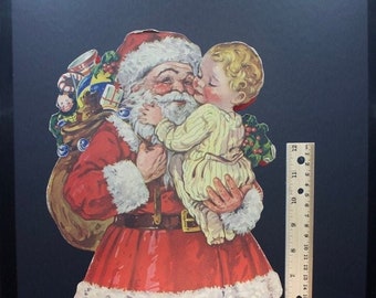 Antike sterben geschnittene Weihnachtsmann mit Kindern Candy Box, Logan UT [915]