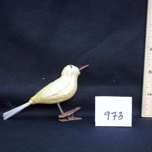 Antiker deutscher Glas handbemalter Vogel Weihnachtsschmuck mit Glas Schwanz [973]