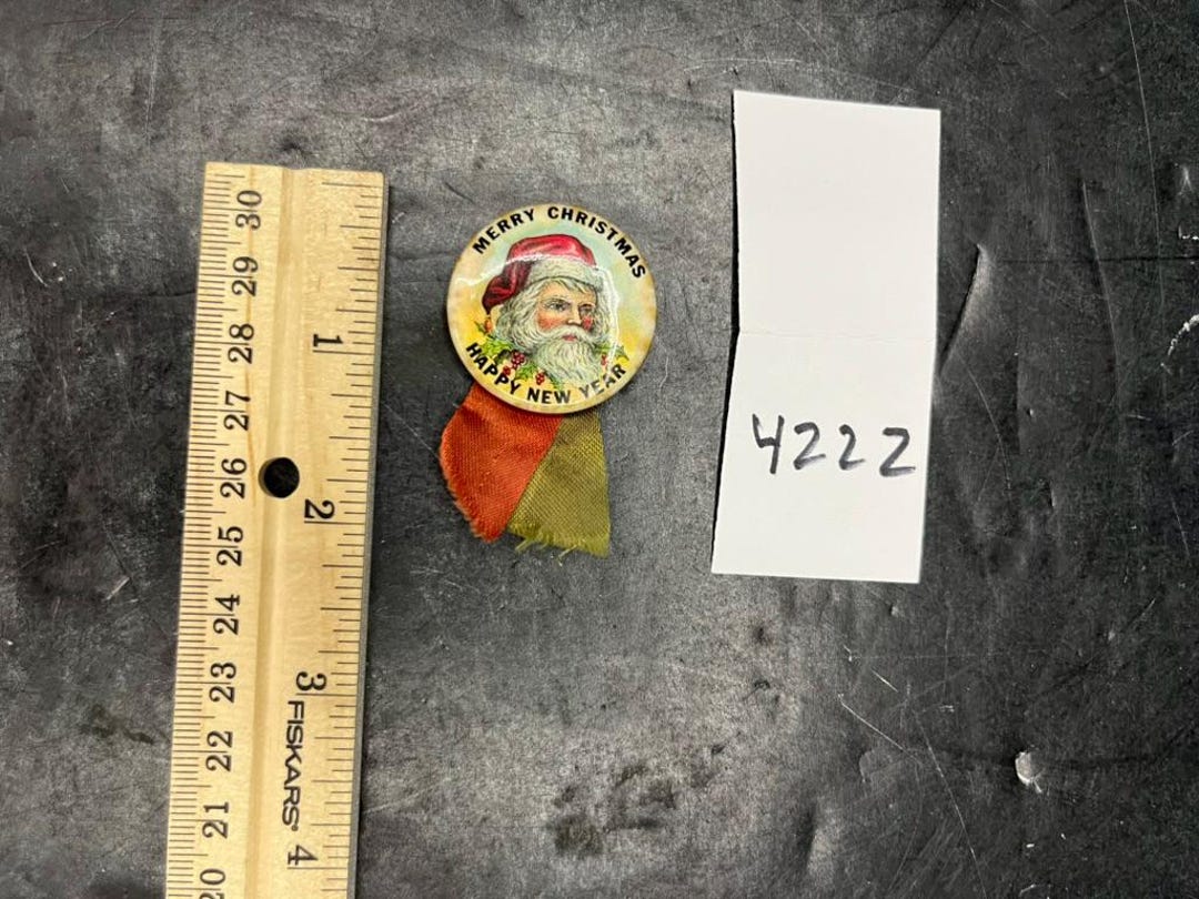 Vintage Original Celluloid Pin Back Santa Claus Button With Original ...