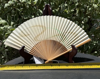 Vintage Japanese Hand Painted Folding Fan with Cricket Detail