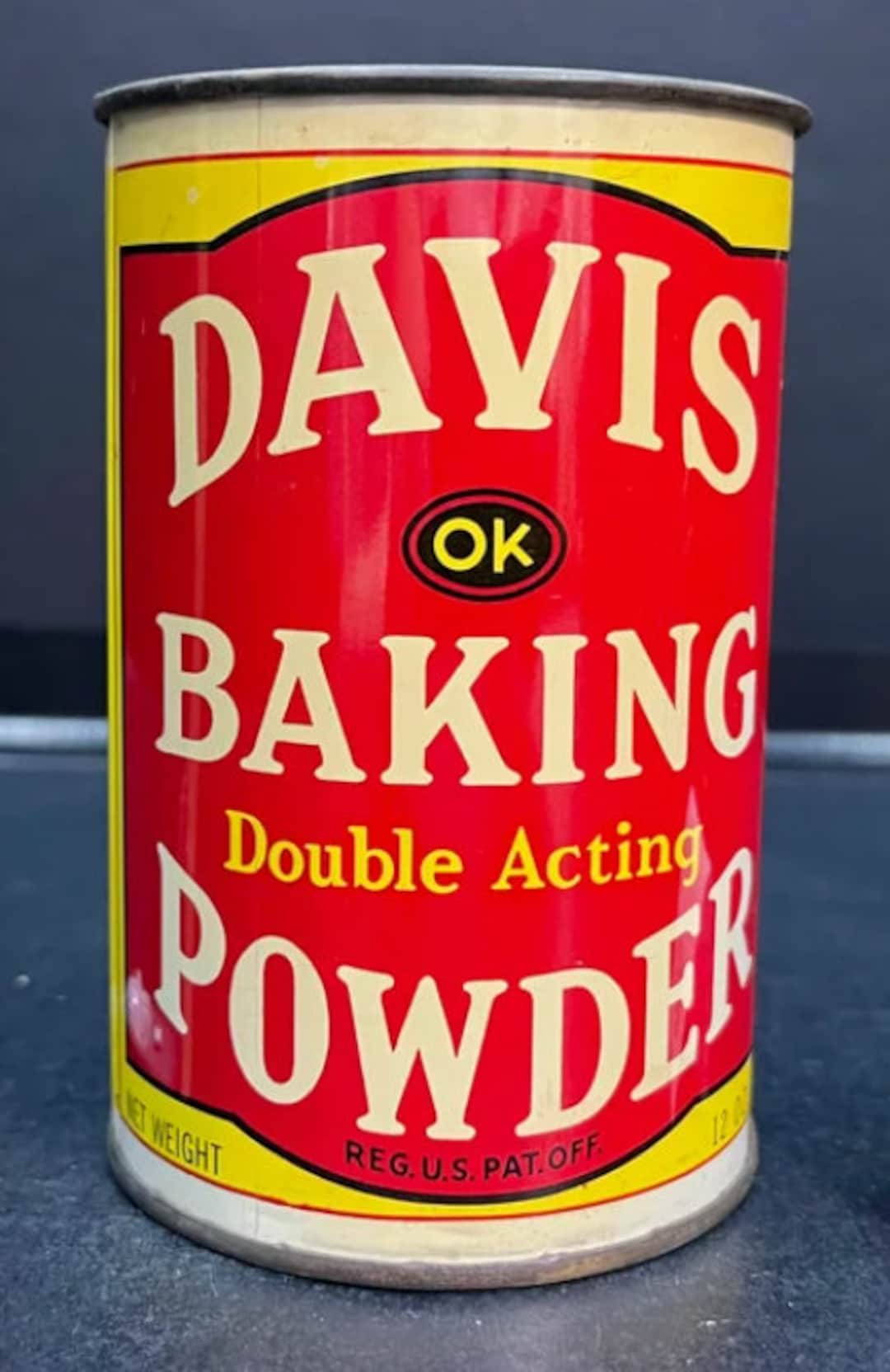 Vintage Davis Baking Powder 12 Ounce Tin With Original Lid 687 Etsy