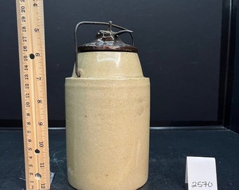 Antique Weir Brown Glaze Canning Crock with Lid [2570]