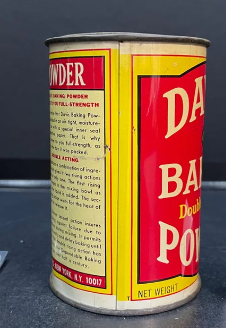 Vintage Davis Baking Powder 12 Ounce Tin With Original Lid 687 Etsy