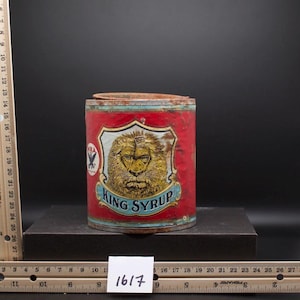 Vintage Original King Brand Sirup Dose mit Originaldeckel und Etikett, Baltimore