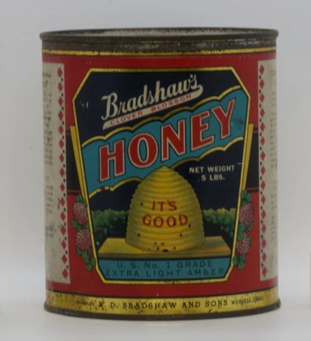Vintage Bradshaw's Honey 5 Pound Tin With Original Label 646 Etsy
