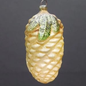 Antique Hand-painted German Glass Pine Cone Christmas Ornament [864]