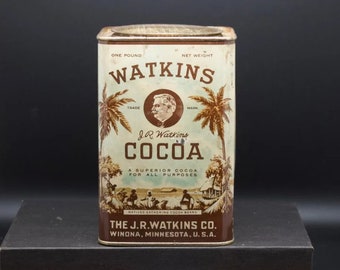 Watkins Cocoa One Pound Dose mit Original Deckel, Winona Minnesota [1307]