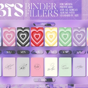 DIGITAL DOWNLOAD ! BTS Korean Album Binder Fillers for collecting kpop photocards !