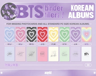 BTS Korean Album Binder Fillers | OT7 Kpop Photocard Placeholders