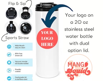 Use Your Own Logo 20oz Insulated Dual Lid Water Bottle
