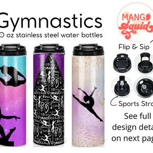 Gymnastics 20 oz Stainless Steel Dual Lid Sports Bottle