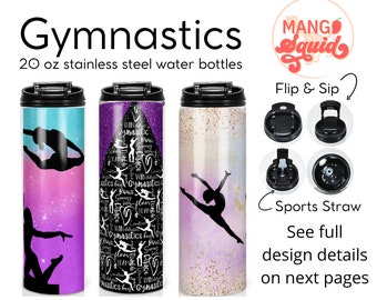 Gymnastics 20 oz Stainless Steel Dual Lid Sports Bottle