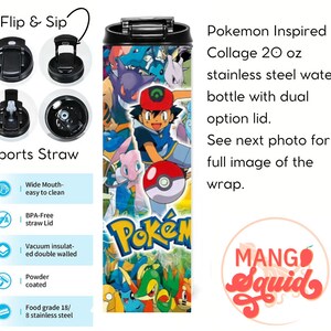 20oz Poke Inspired Insulated Dual Lid Water Bottle