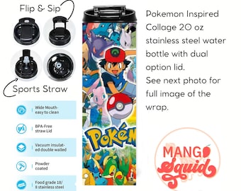 20oz Poke Inspired Insulated Dual Lid Water Bottle