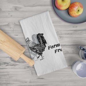 Farmhouse Inspired Towel | Kitchen Towel | Hand Towel | Chicken Tea Towel | Stamp Art | Animal Artwork | Chicken Love | Farmhouse Kitchen