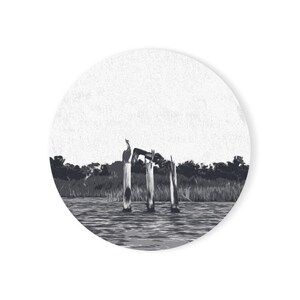 Coastal Coaster | Cork Backed Circle, Square Coasters | Pelicans | Seaside Artwork | Ocean Decor | Beach House | Home Decor | Lakehouse