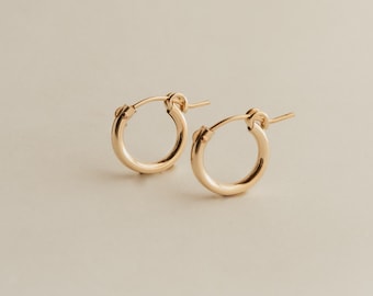 Gold Hoop Earrings 14K Gold • Small Gold Filled Hoops • Dainty Everyday Hoop Earrings • Classic Jewelry Gift