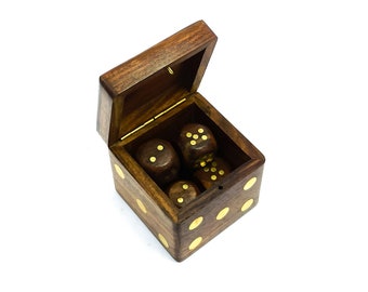 Handgefertigtes Würfelset aus Holz mit Aufbewahrungsbox, klassisches Familienspiel, Würfel aus Naturholz, Reisespiel, einzigartiges Geschenk für Spieleliebhaber
