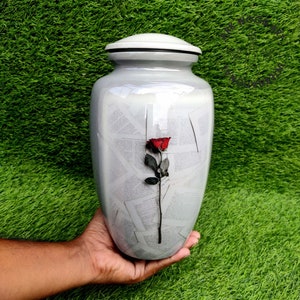 Handmade Rose Cremation Urn: Royal Printed Funeral Urn for Ashes