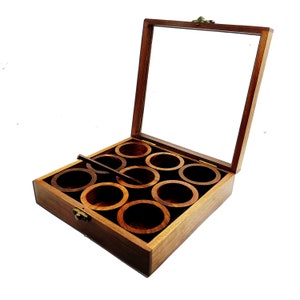 Handcrafted Indian Rosewood Masala Box: Square Spice Container with 9 Compartments