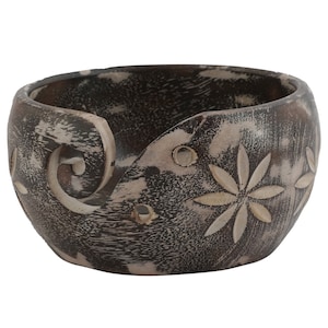 Handmade Rosewood Yarn Bowl: Dark Wood Knitting Bowl (6x4 Inches)
