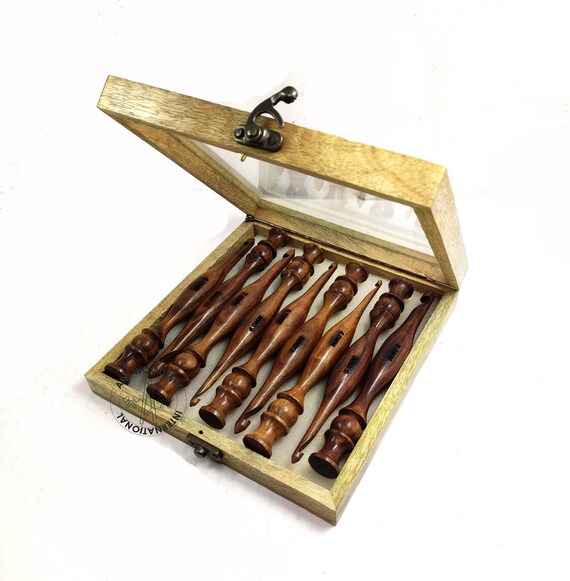 Wooden Rosewood Set of 10 Crochet Hooks 3.5 Mm to 10mm Hand 
