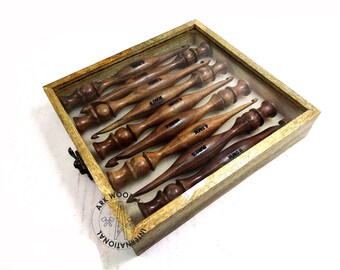 Wooden Crochet Hooks Set: Ergonomic Knitting Needles with Case
