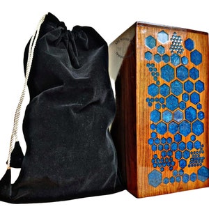 Wood Urn Hexagonal Epoxy And Resin Mix  - Humans & Burial Female/Male Blue Urns for Ashes -(Adult 250 Cubic Inch) for Adult or Pet Dog Gift