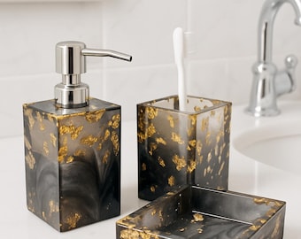 Juego de accesorios de baño de nácar hecho a mano: bandeja y organizador Coastal