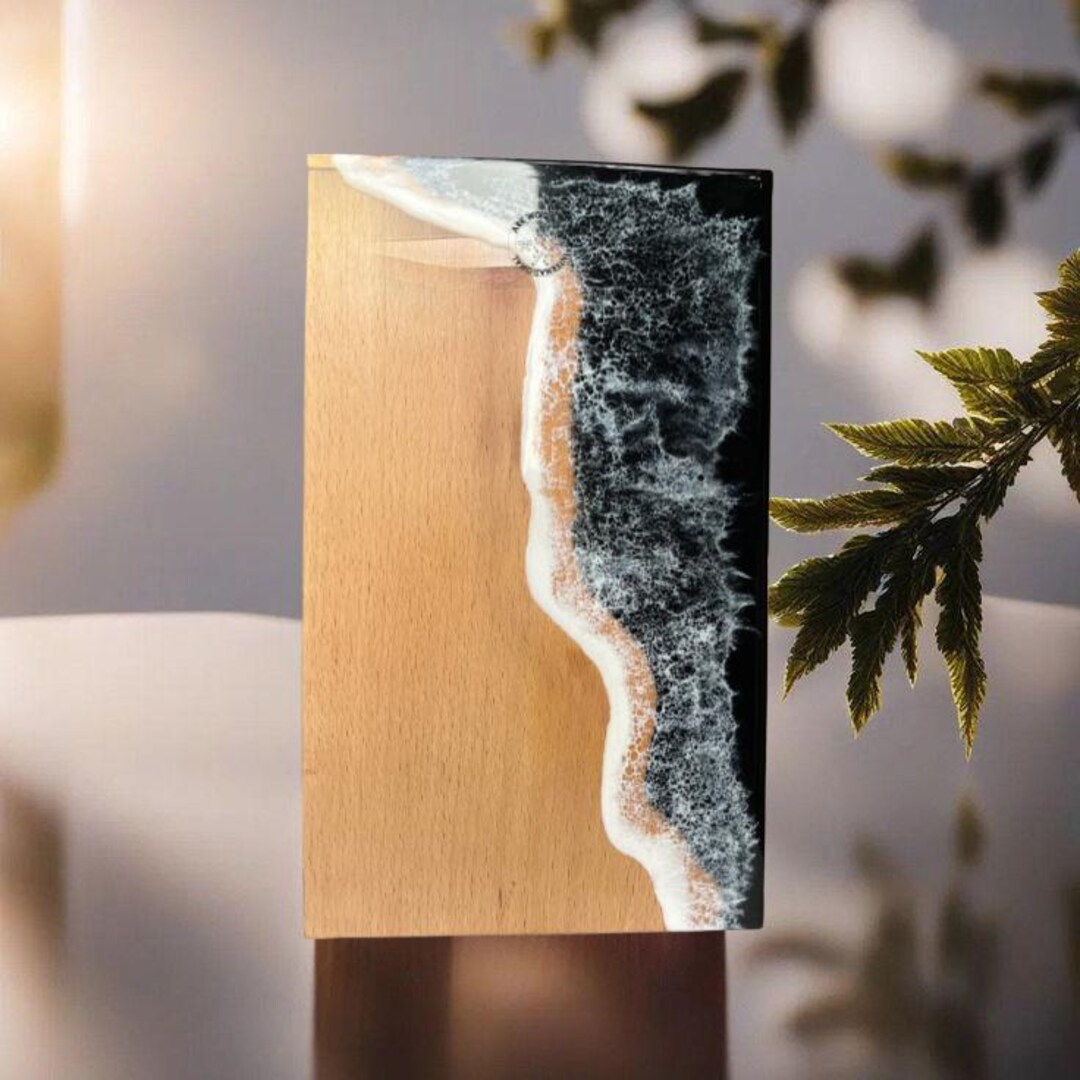 Wooden Ocean Memoria Box Urn for Ashes Epoxy Resin Urns Human Pet Dog ...