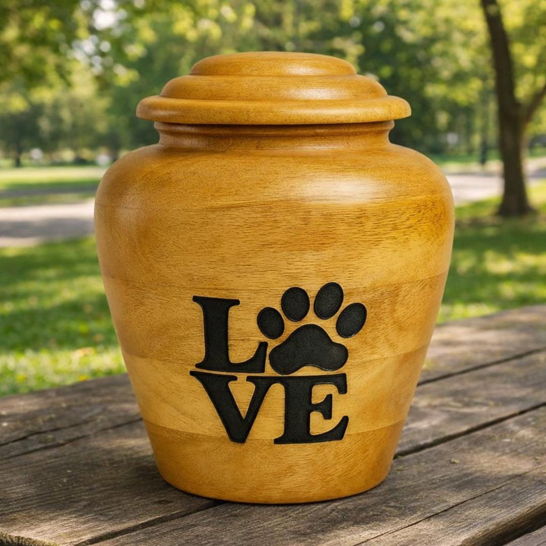 Handcrafted Wooden Pet Urn – LOVE Paw Print Memorial Ashes Keepsake - Etsy