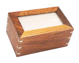 Handcrafted Rosewood Cremation Urn: Photo Memorial Ashes Box (170 Cubic Inches)