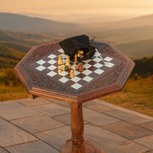 Juego de ajedrez de palisandro hecho a mano: tablero plegable, almacenamiento y viaje.