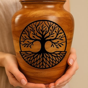 Tree of Life Cremation Urn: Wooden Ashes Keepsake