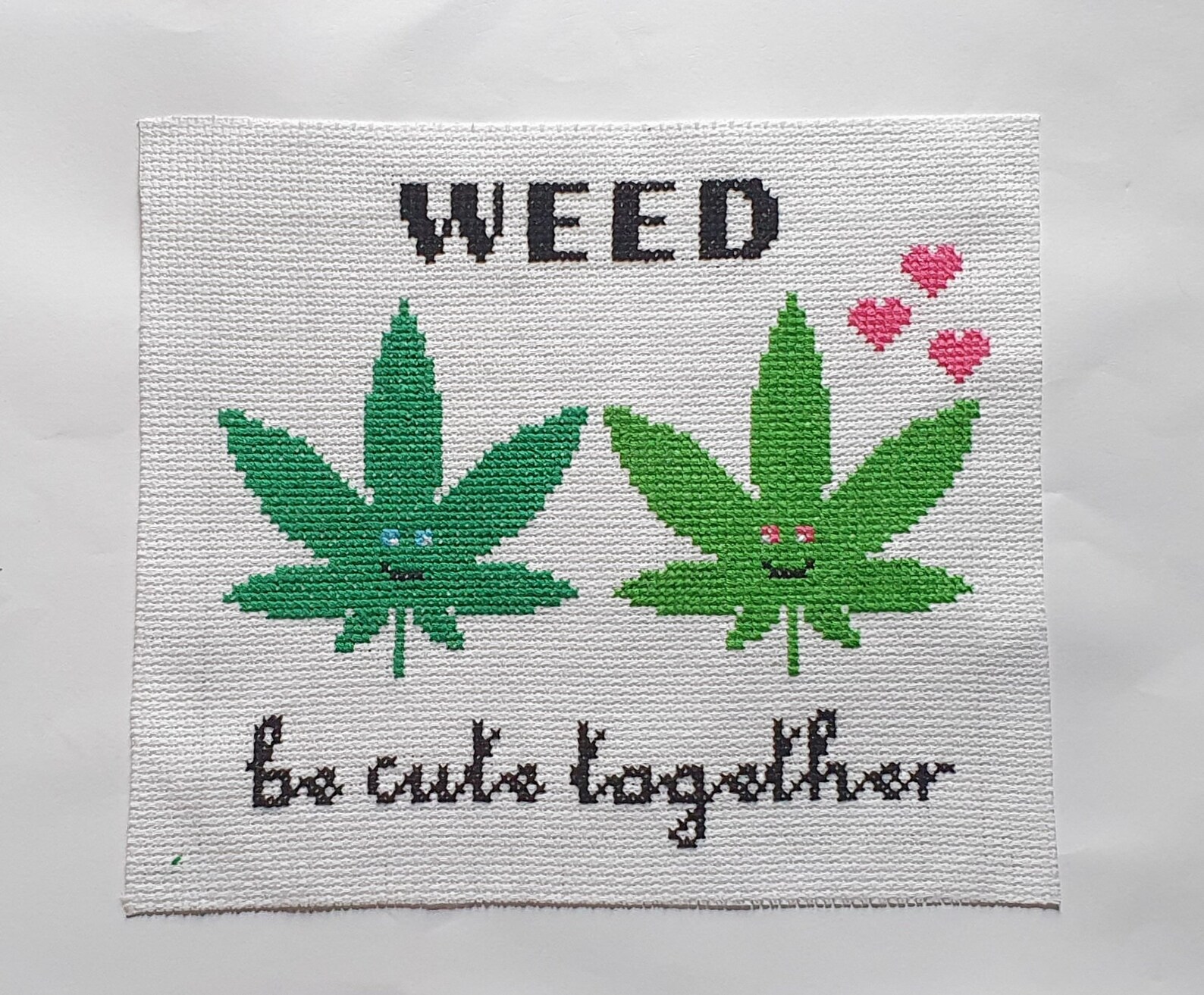 Weed Be Cute Together Cross Stitch Pattern Weed Cross Stitch Etsy