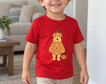 Pumpkin Honey Bear Shirt, Autumn Harvest Bear Graphic Tee, Cute Spooky Season Fall T-Shirt, Vintage Storybook Halloween Outfit Top