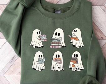 Bookish Halloween Shirts Librarian Halloween TShirt, Ghost Reading Books, Librarian Halloween, Ghost Reading Books, Bookish Halloween Shirts