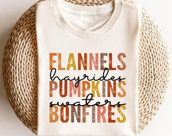 Fall Shirts Fall Pumpkin TShirt, Flannels Hayrides Pumpkin, Thanksgiving ,Flannels Hayrides Pumpkin, Fall Shirts