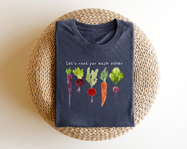 Lets Roots For Each Other Vegetable Shirt, Gardening Tee, Uplifting T Shirt, Turnip Gift, Turnip Gift Shirt image 2
