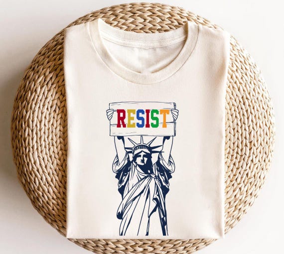 Retro Liberal Resist Anti Fascist Feminist Activist Political Democracy Equality Anti Trump Graphic TShirt for Women